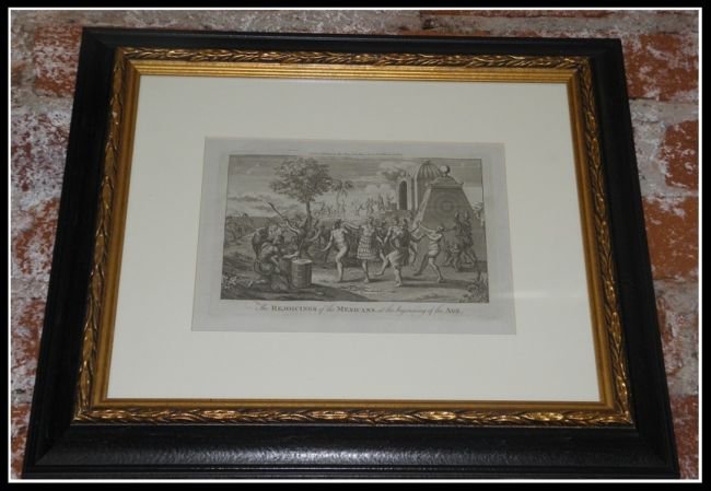 18C Antique Print Rejoicings of the Mexicans, at the: Rejoicings of the Mexicans, at the beginning of the Age. IN EXCELLENT CONDITION!!! This wonderful print is a genuine antique and dates to the 1700's. It is a spectacular example and features depicting