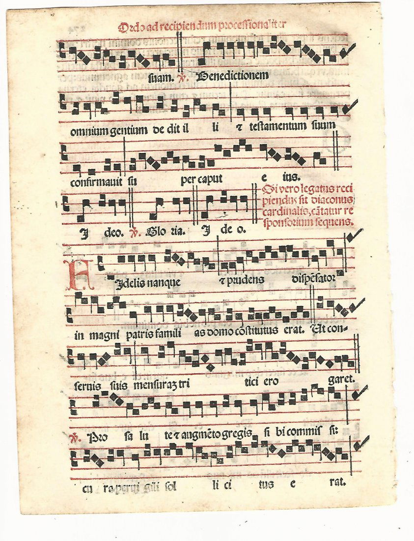 1567 Catholic Hymnal Leaf Red and Black Music (1 of 1)