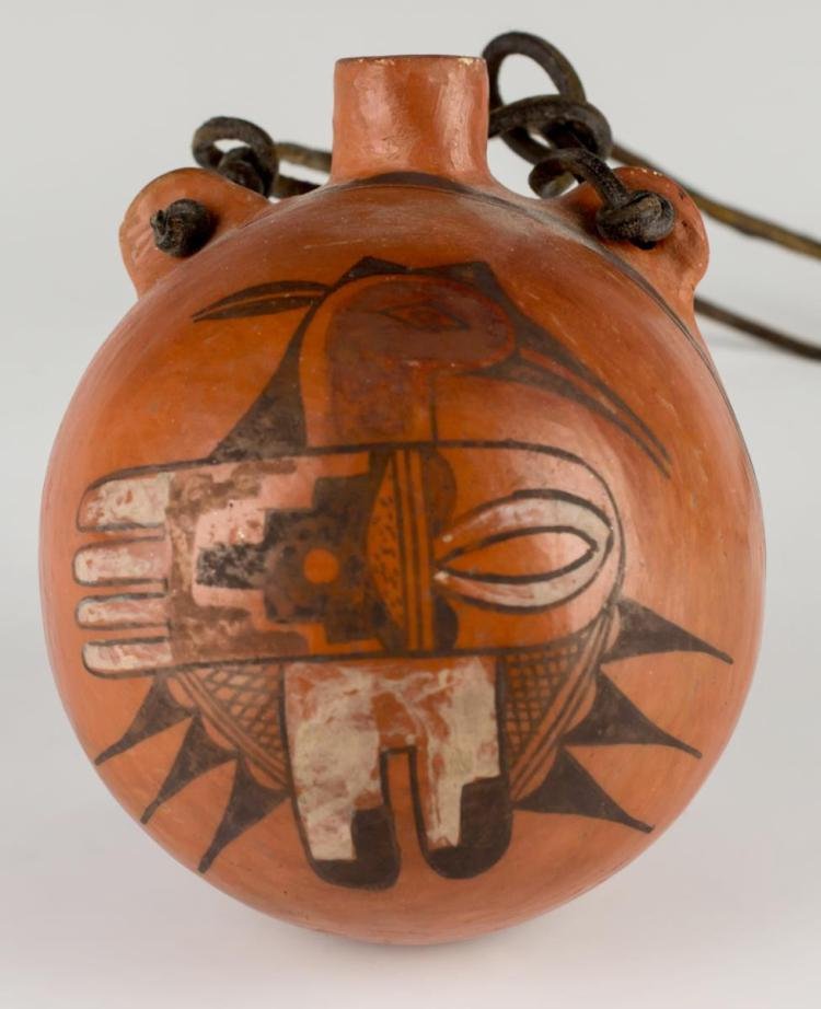 Native American Hopi Polychrome  Pottery Canteen, Ca (1 of 1)
