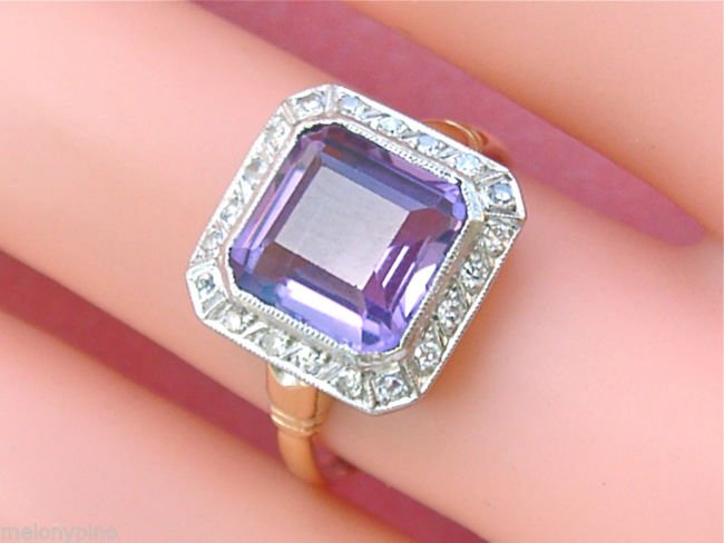 VINTAGE 3ct SQUARE STEP CUT AMETHYST DIAMOND 14K (1 of 4)