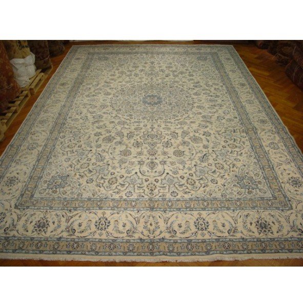 13x19 Handmade High End Persian Nain Ivory Wool & silk: Rug #:694, Condition:Excellent, Exact Size: 13´ x 19´, Age:New, Material: Wool & silk, Design:Nain, Rug Background Color:Ivory, Handmade in Iran. You'll marvel at the details and artistry displayed
