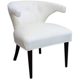 William Haines Style Side Chair: A Billy Haines style newly upholstered armchair with three buttons. Dimensions: 29 in. H x 25 in. W x 25 in. D Material: Wood, Upholstery Maker: William " Billy " Haines No Reserve Buyer pays