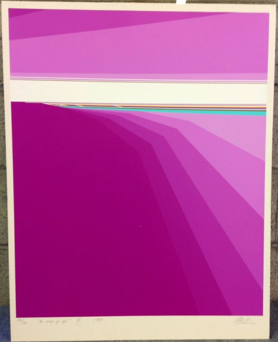 Soren Edsberg -Silkscreen - The Course Of Life: Artist: Soren Edsberg Type: Serigraph /Silkscreen Title: The Course Of Life V11 purple Signed: yes in pencil lower right. Title is signed lower left. Year: 1987 Edition: 175 / 300 A few small white sp