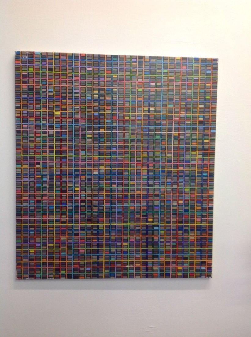 Keri Bienert - Oil on Line: Artist:Kari Bienert Type:Oil on linen, titled " Criss-Cross Signed, dated and titled on verso. Dated 2005 Dimension : 42 1/2" x 38" Kari's paintings are complex combinations of mixed oil paint applied