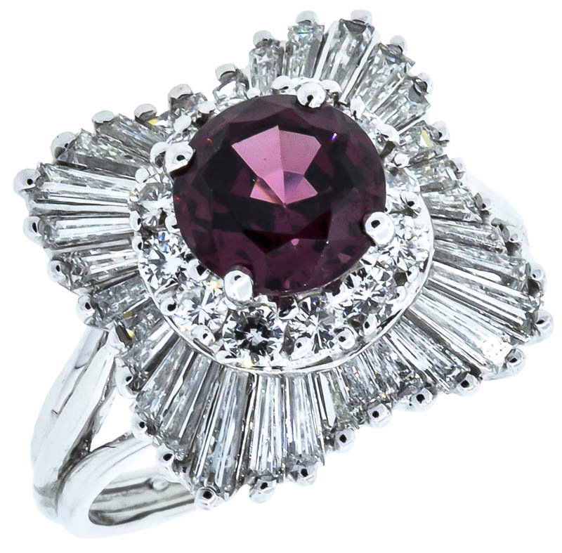 DIA & GARNET RETRO FASHION RING (1 of 1)