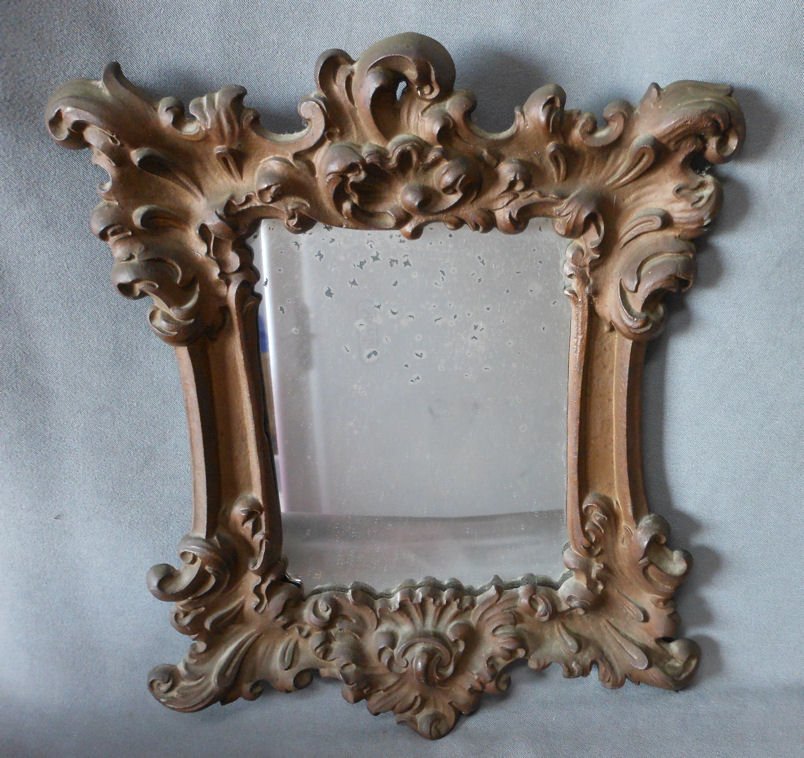 Antique French Rococo Cast Iron Mirror, Picture Frame (1 of 3)