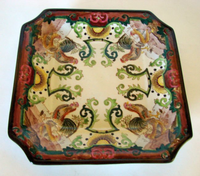Chinese Square Plate W/Roosters In Each Corner Mark: Chinese Square Plate W/Roosters In Each Corner Mark 8.5" X 8.5" No Reserve Buyer within continental US pays $15 flat-rate shipping. No additional shipping cost for combined. International shipping wil