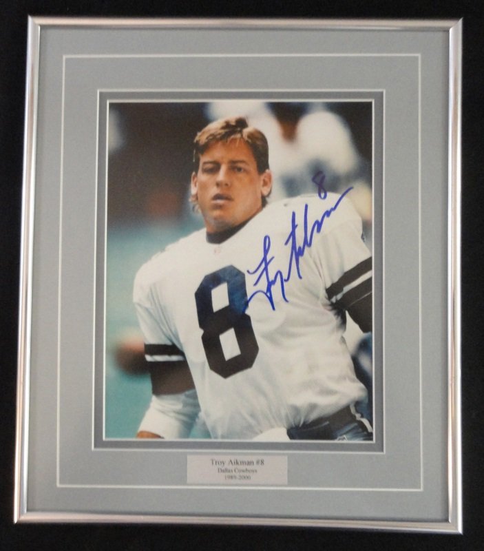 Framed Autographed Troy Aikman Photo aluminum frame (1 of 1)