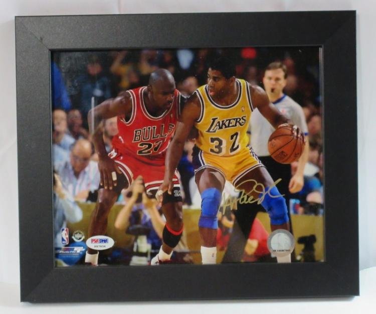 Magic Johnson,Michael Jordan Photo signed by Magic PSA (1 of 1)