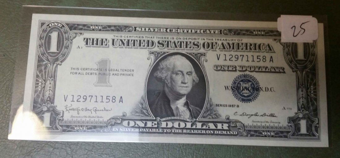 UNC $1 SILVER CERTIFICATE SERIES 1957B CRISP NOTE (1 of 1)