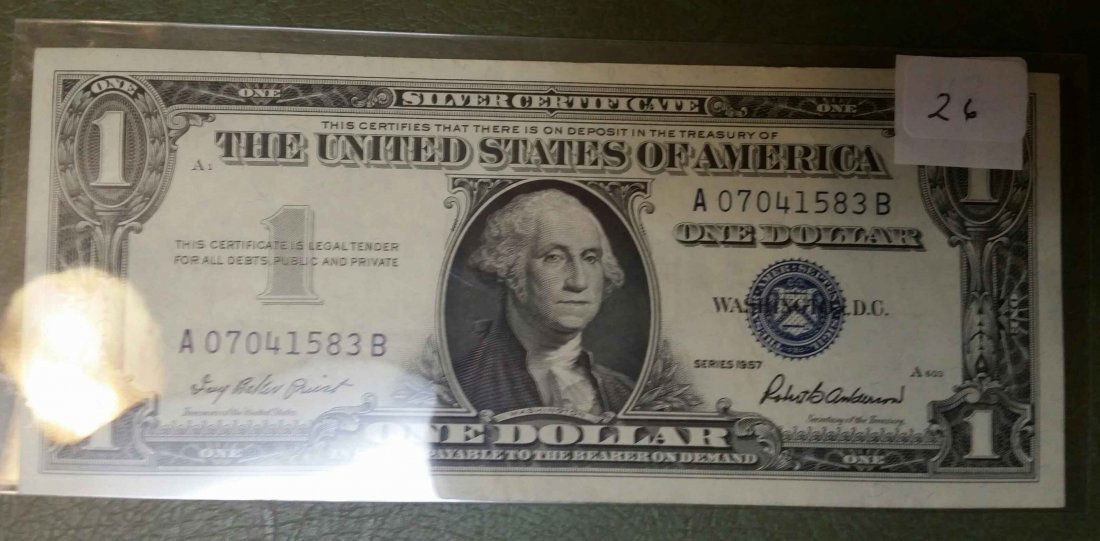 UNC $1 SILVER CERTIFICATE SERIES 1957 CRISP NOTE (1 of 1)