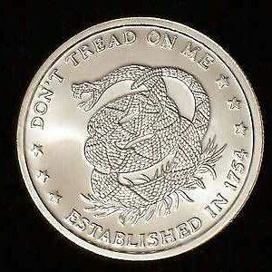 ONE OUNCE .999 FINE SILVER ROUND "DON’T TREAD ON ME" (1 of 1)