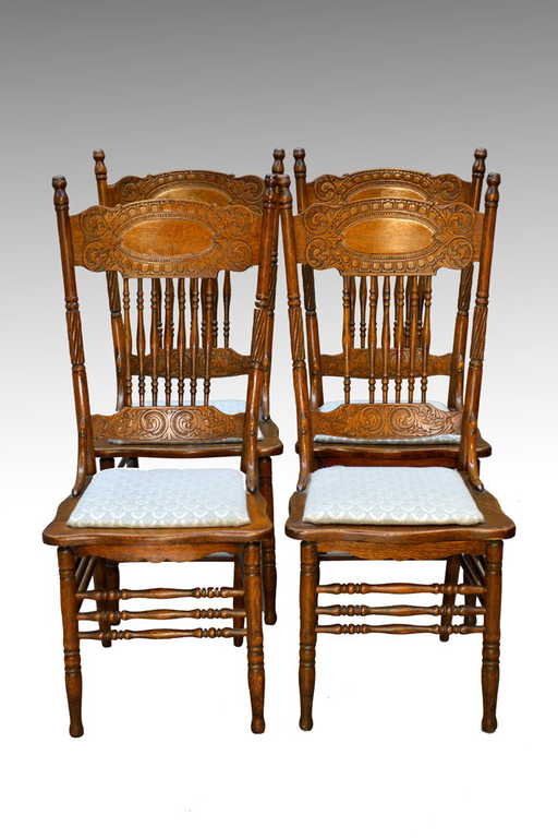 Antique Set Of 4 Larkin #1 Press Back Chairs - Antique Set Of 4 Larkin #1 Press Back Chairs