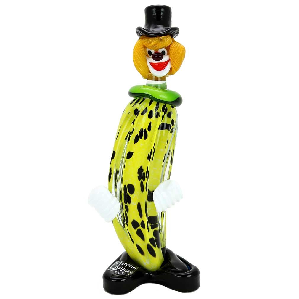 Murano Glass Clown - Banana: Wonderfully delightful and very unique, this Murano Glass Clown is crafted with passion and care by some of the best masters on the Island of Murano in Venice, Italy. Sustaining the thousand-year-old 