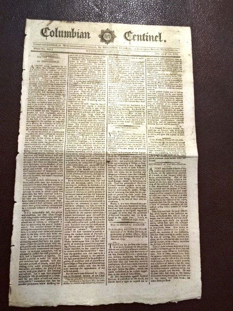 1792 Newspaper Indian War and George Washington (1 of 4)