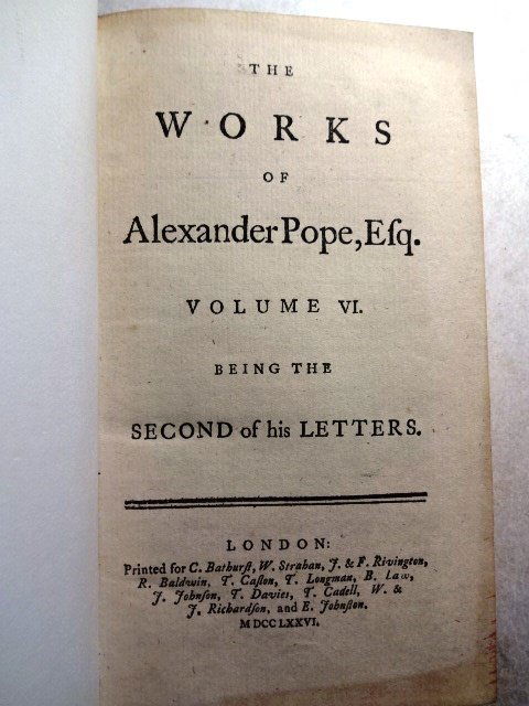 1776 The Works of Alexander Pope, Esq. Volume VI (1 of 2)