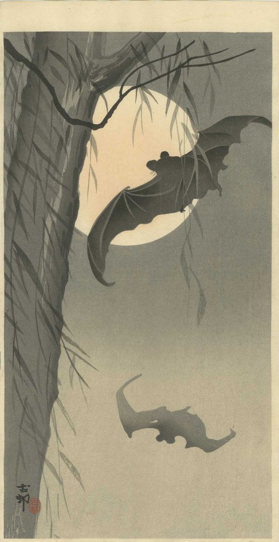 KOSON OHARA - Two Bats and the Full Moon 1930s (1 of 2)