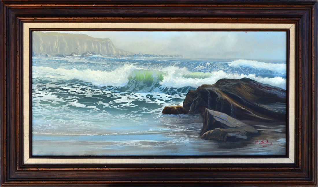 “Breakers on the Beach,” (1974), signed W. E. Mashburn (1 of 4)