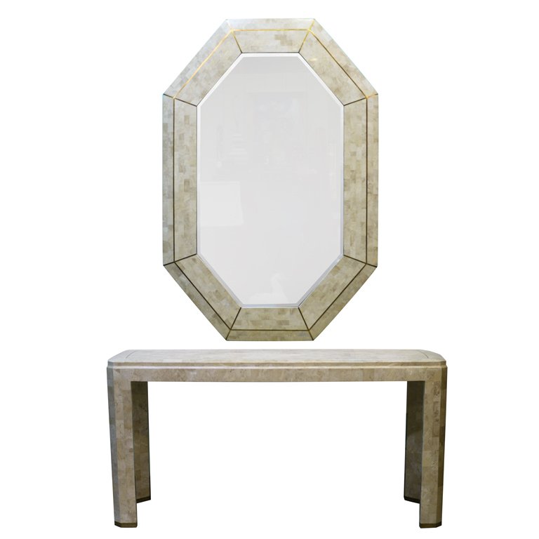 Maitland Smith Tessellated Coral Console and Mirror (1 of 6)