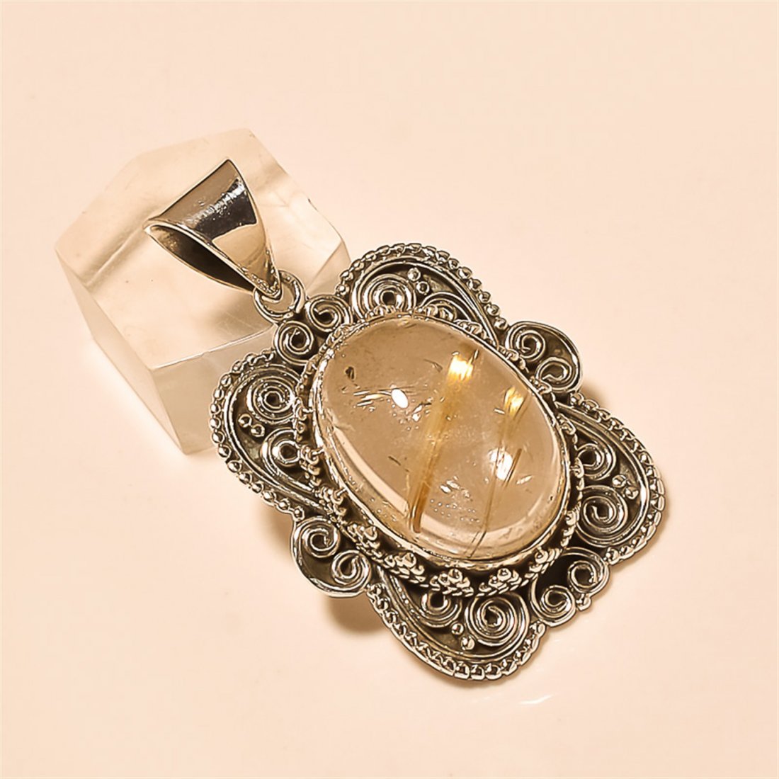 Golden Rutile  Pendant Solid Sterling Silver (1 of 1)