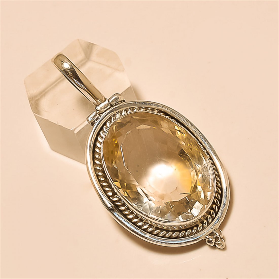 White Topaz Pendant Solid Sterling Silver (1 of 1)