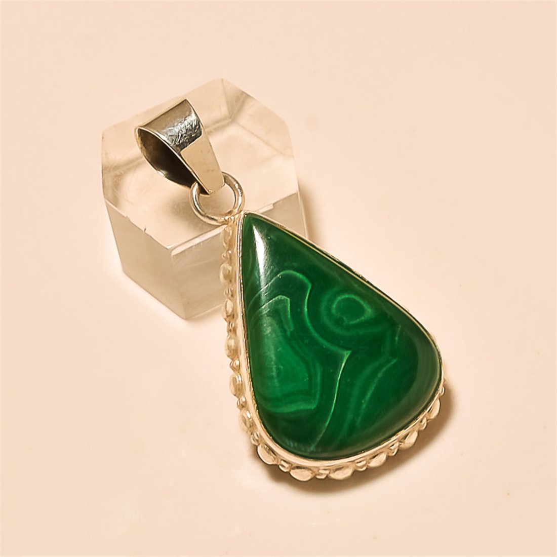 Malachite Pendant Solid Sterling Silver (1 of 1)