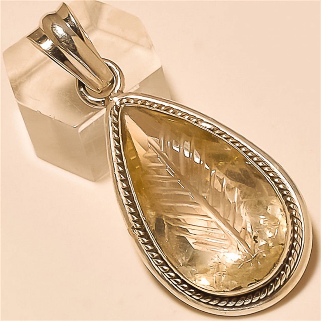 Lemon Quartz Pendant Solid Sterling Silver (1 of 1)