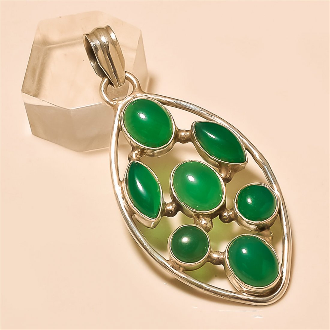 Green Onyx Pendant Solid Sterling Silver (1 of 1)