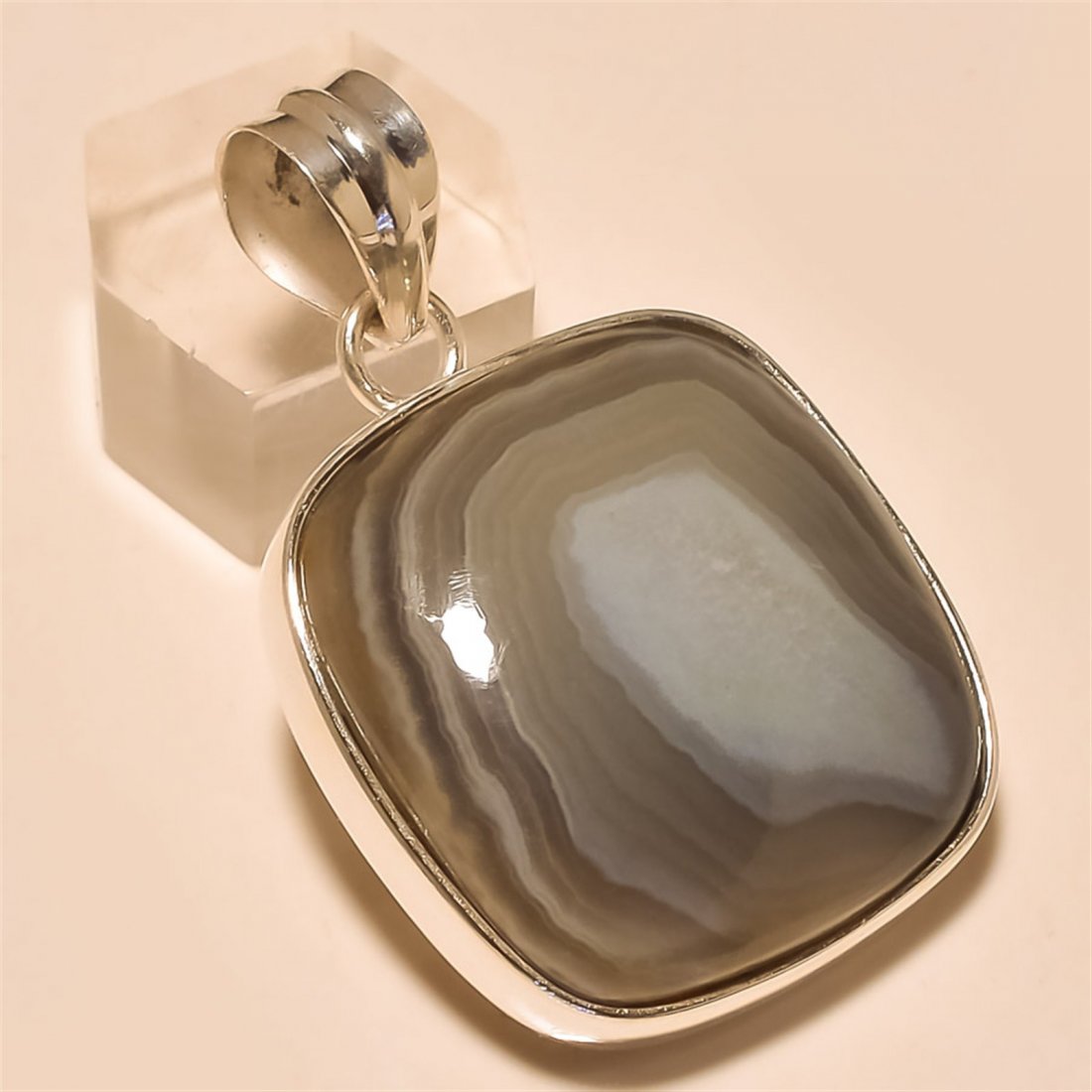 Banded Agate Pendant Solid Sterling Silver (1 of 1)