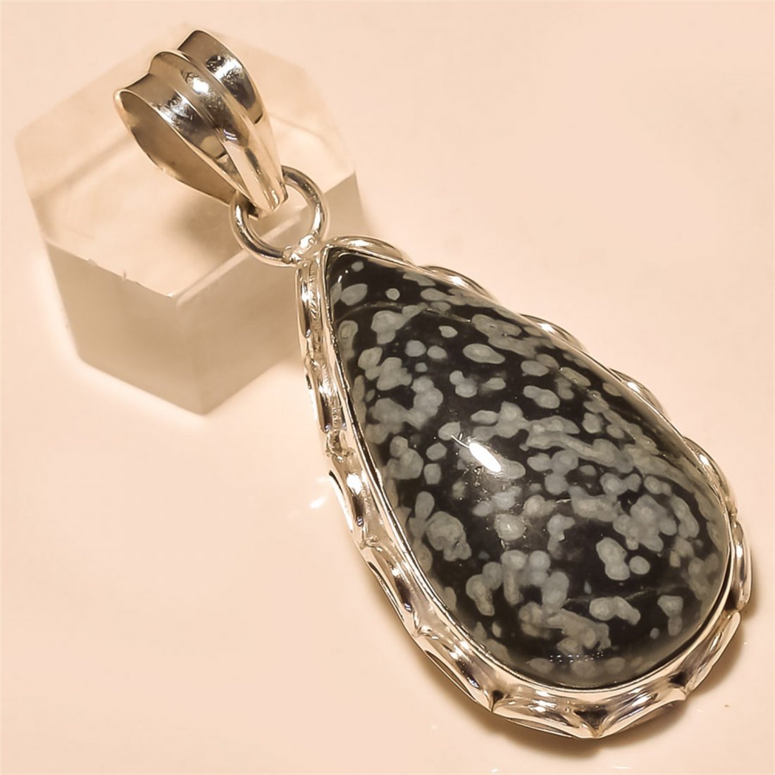 Snow Flake Jasper Pendant Solid Sterling Silver (1 of 1)