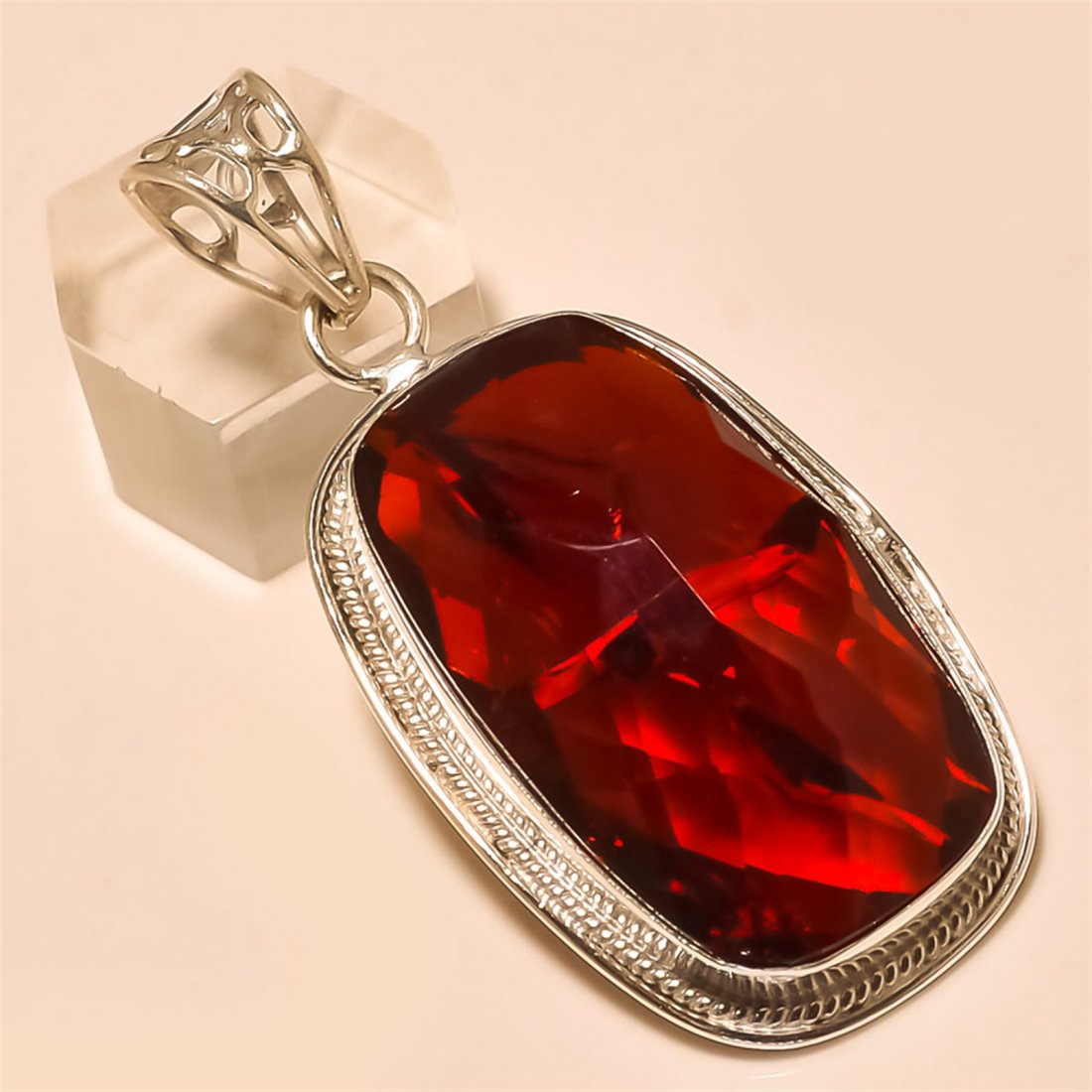 Garnet Pendant Solid Sterling Silver (1 of 1)