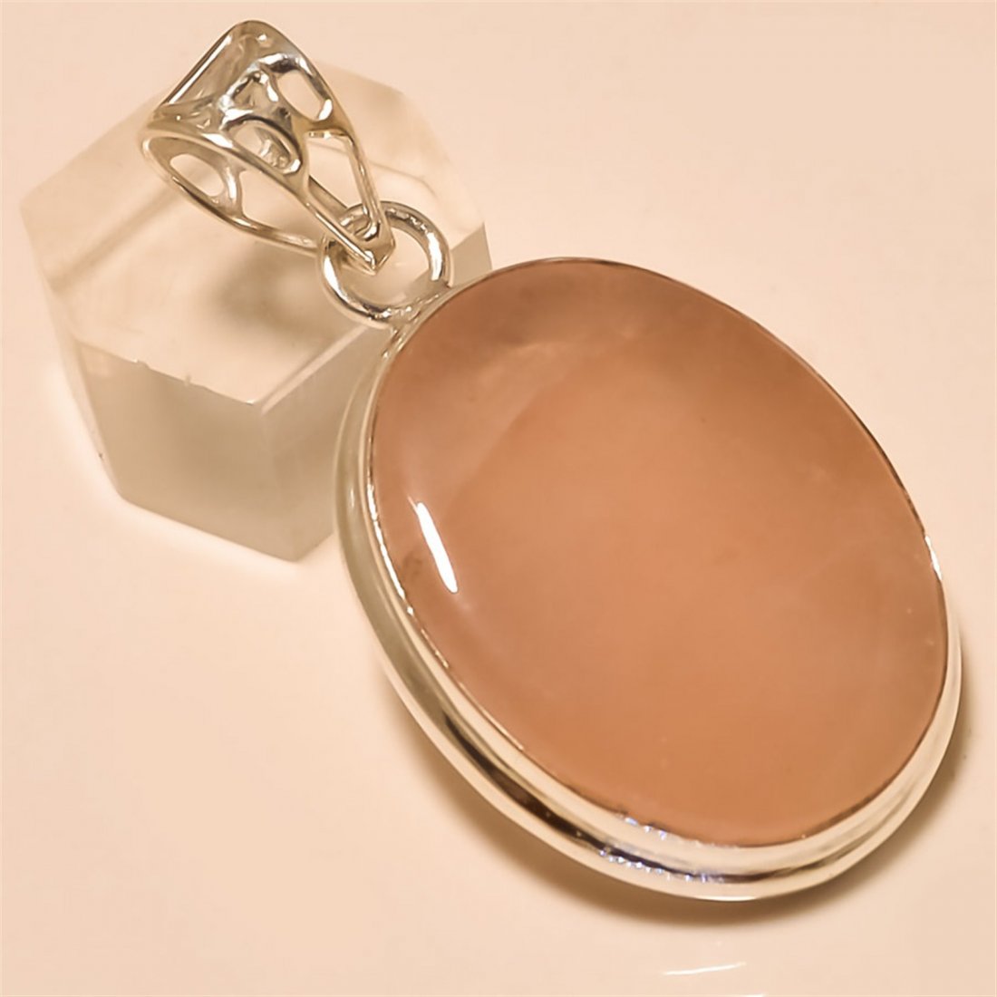 Rose Quartz Pendant Solid Sterling Silver (1 of 1)