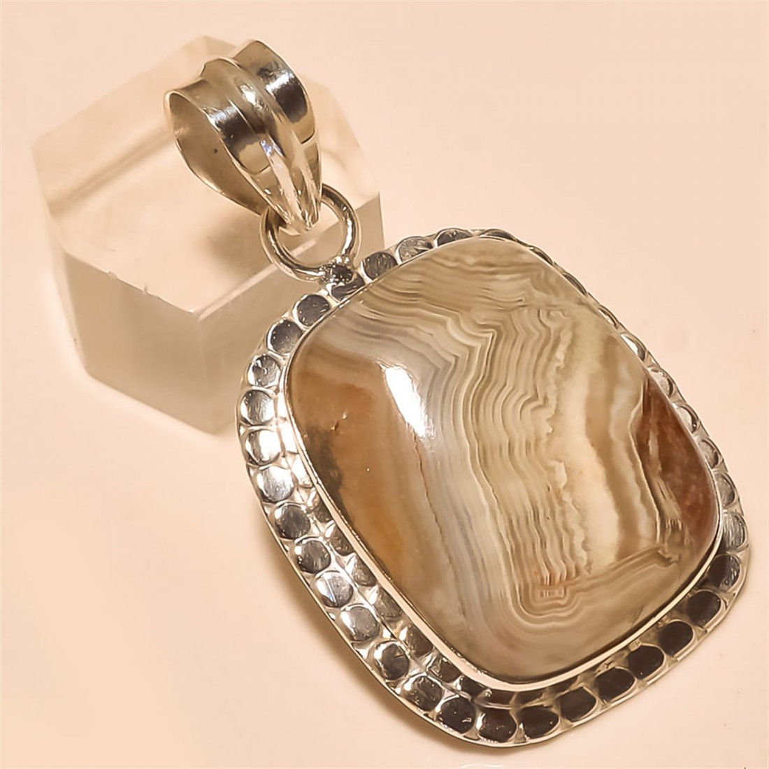 Crazy Lace Agate Pendant Solid Sterling Silver (1 of 1)