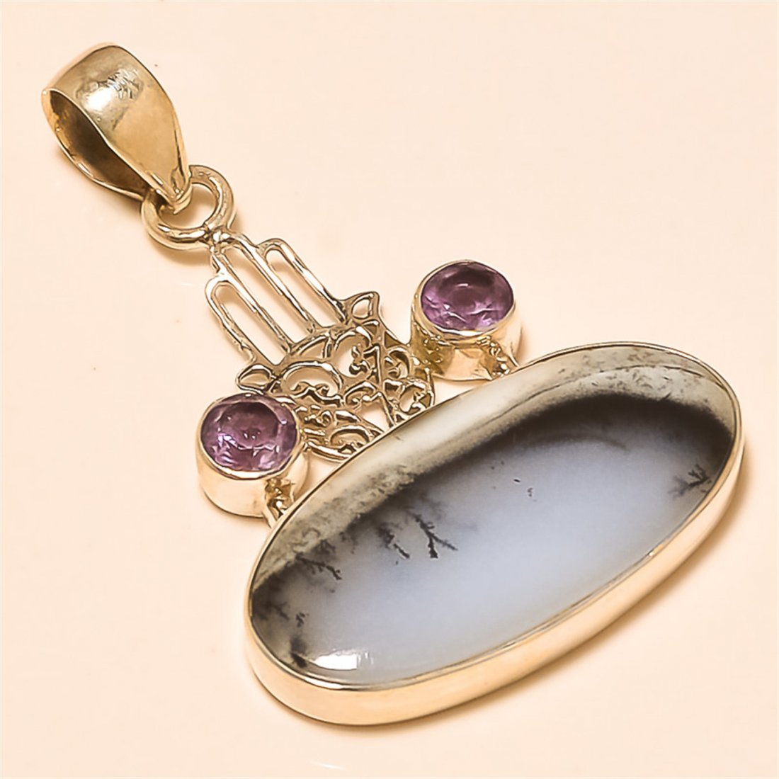 Dendrite Opal/amethyst Pendant Solid Sterling Silver (1 of 1)
