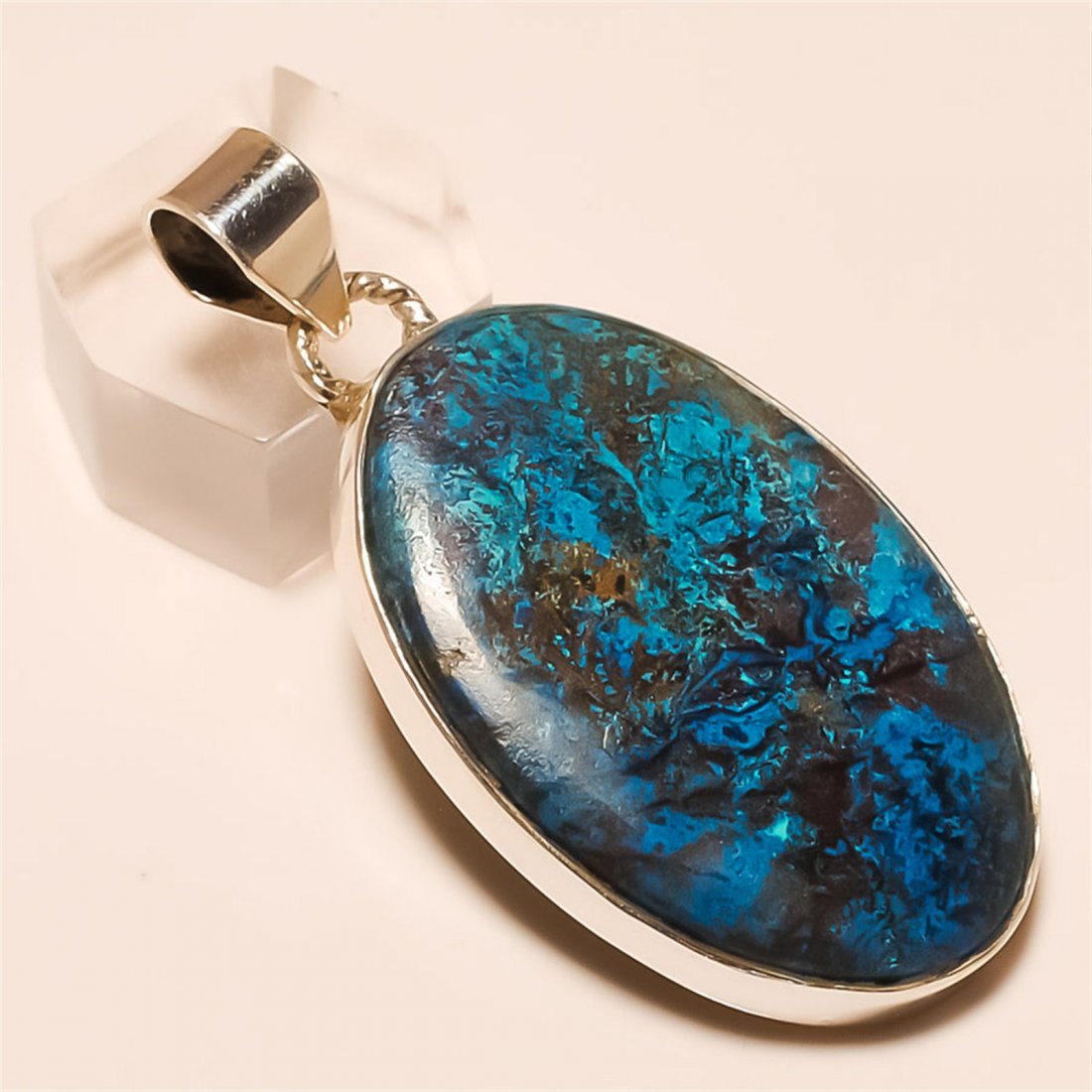 azurite malachite Pendant Solid Sterling Silver (1 of 1)
