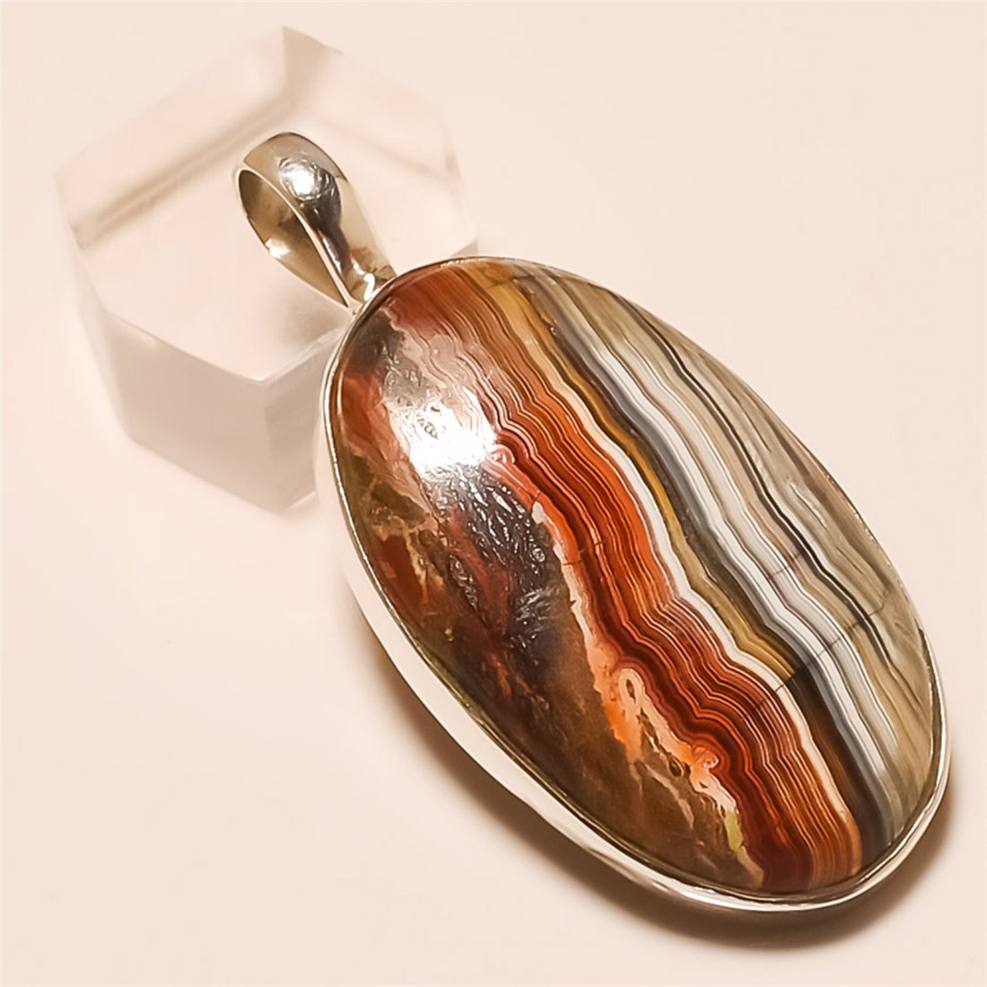 Crazy Lace Agate Pendant Solid Sterling Silver (1 of 1)
