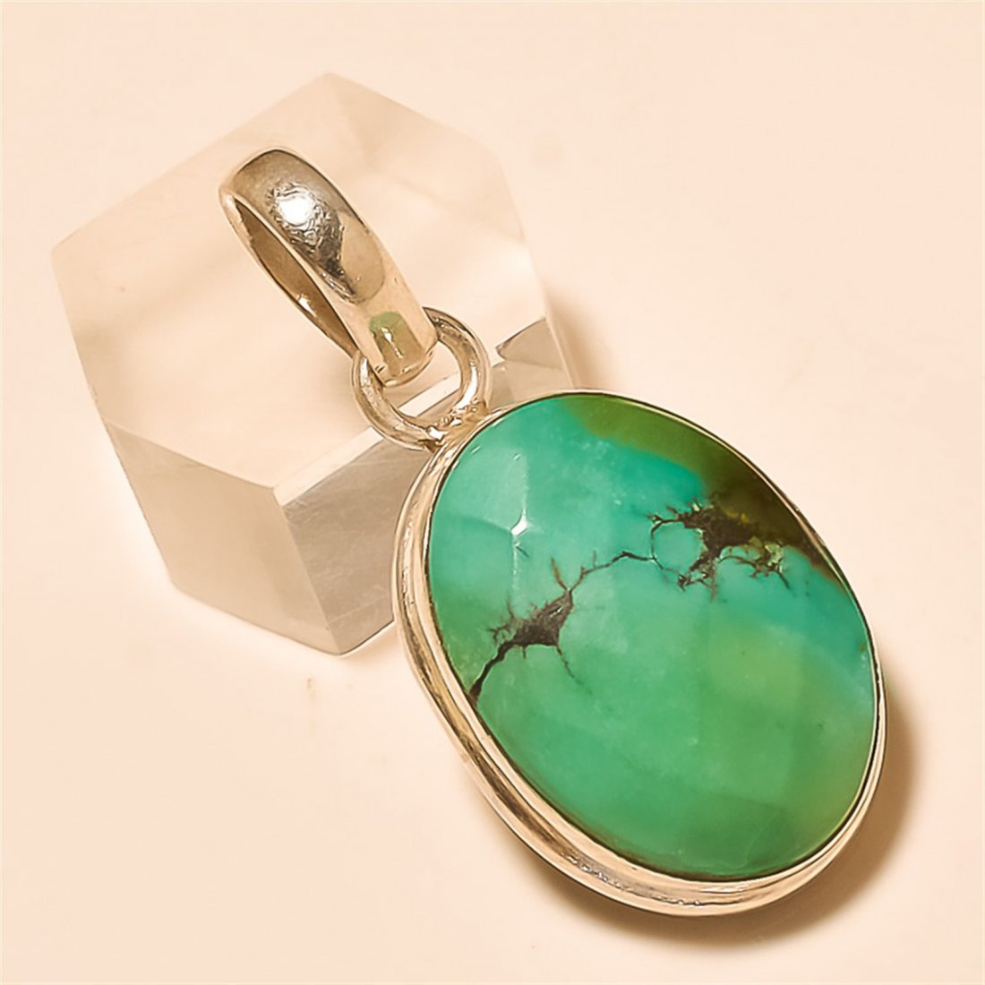 tibetan turquoise Pendant Solid Sterling Silver (1 of 1)