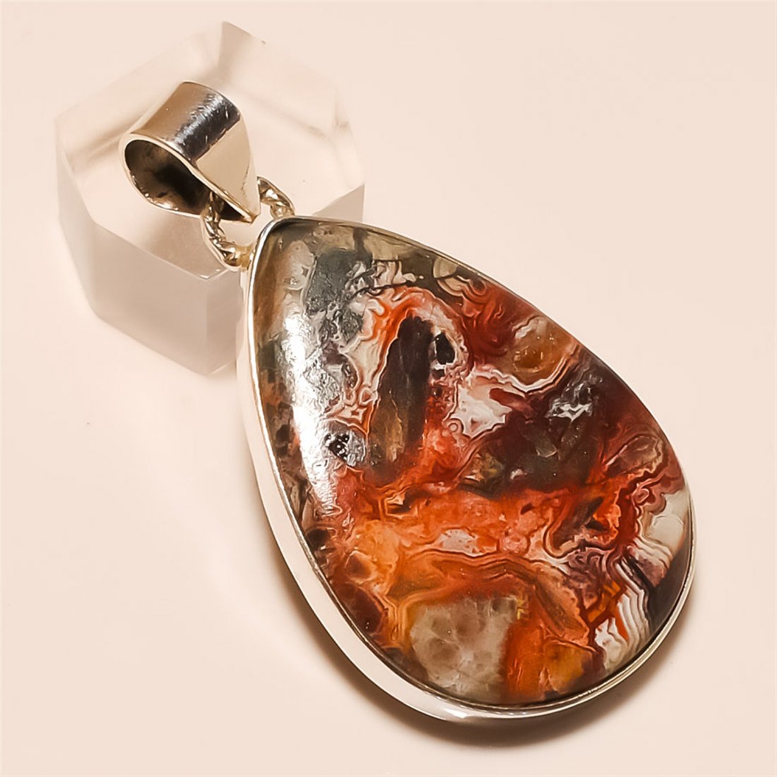 Crazy Lace Agate Pendant Solid Sterling Silver (1 of 1)