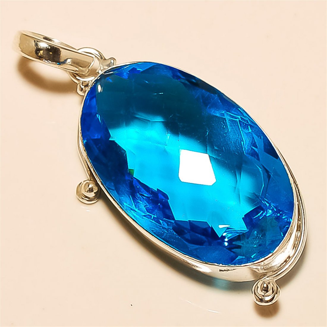 Blue Topaz Pendant Solid Sterling Silver (1 of 1)