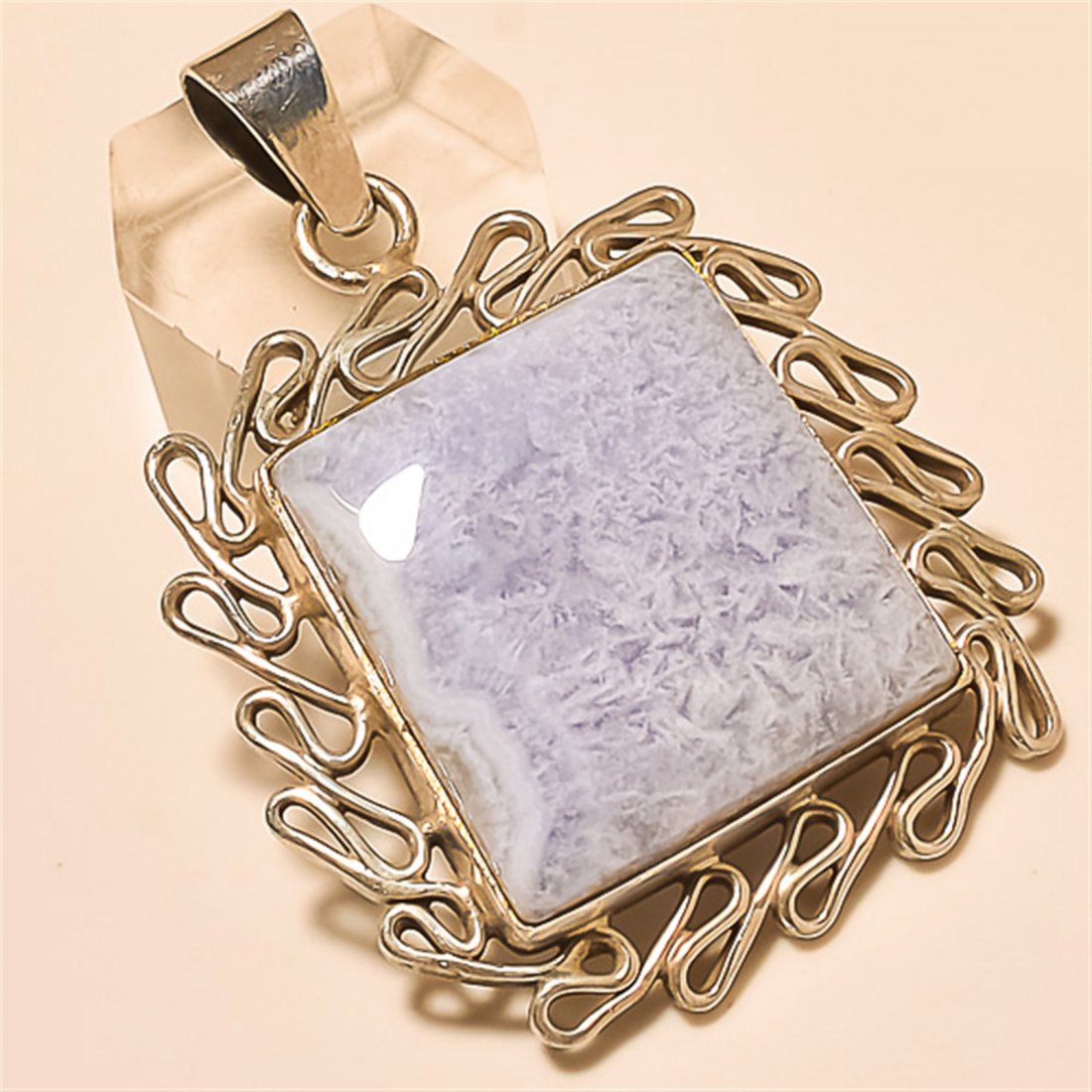 Blue Lace Agate Pendant Solid Sterling Silver (1 of 1)