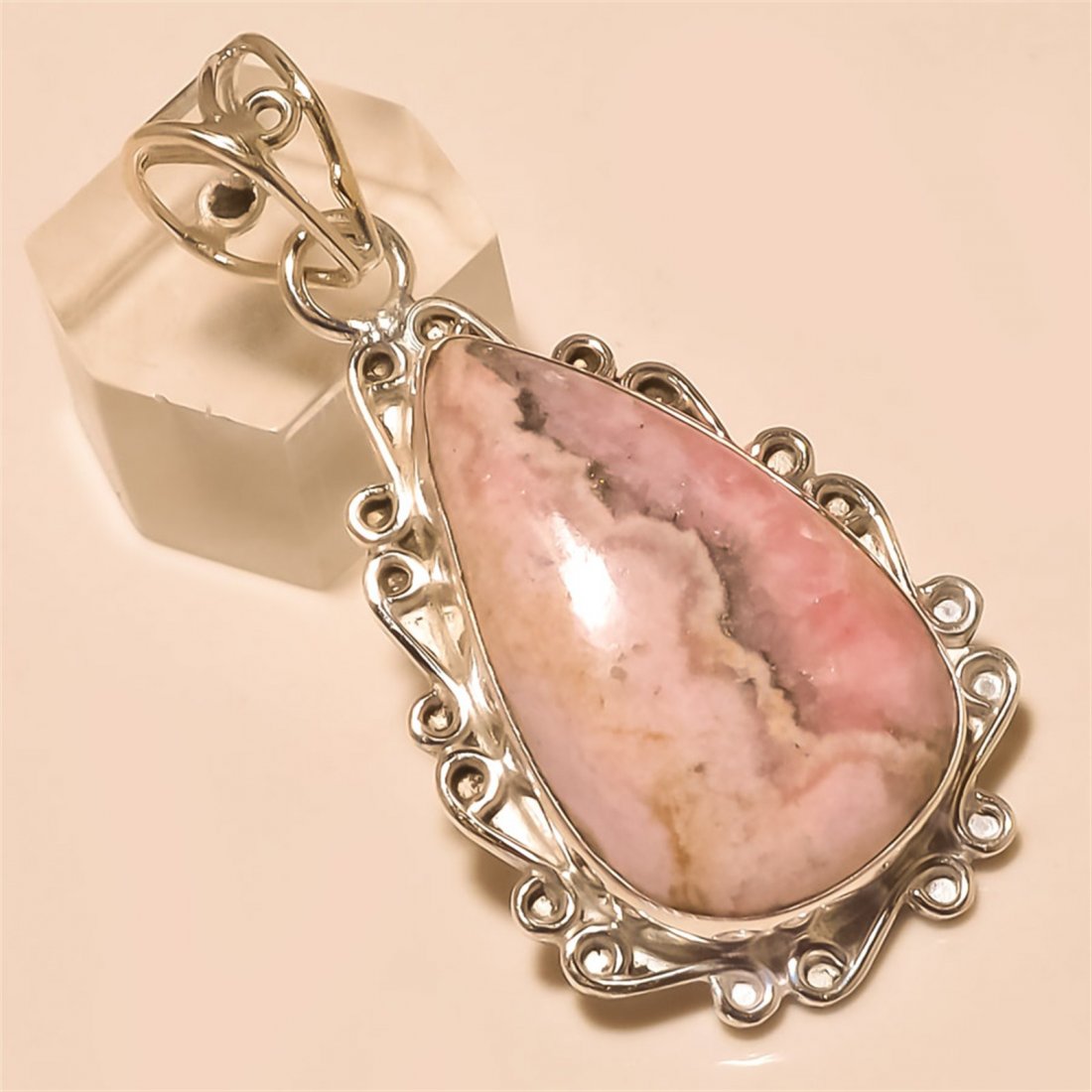 Rhodochrosite Pendant Solid Sterling Silver (1 of 1)