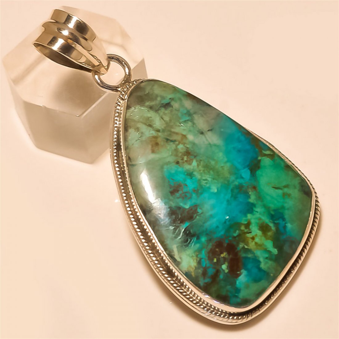 Azurite Malachite Pendant Solid Sterling Silver (1 of 1)