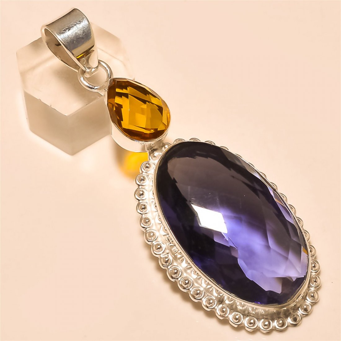 Amethyst/Iolite Pendant Solid Sterling Silver (1 of 1)