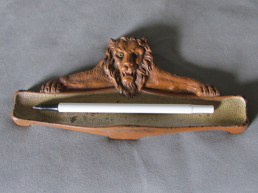 Antique Figural Lion Pen Tray, Original Paint (1 of 2)