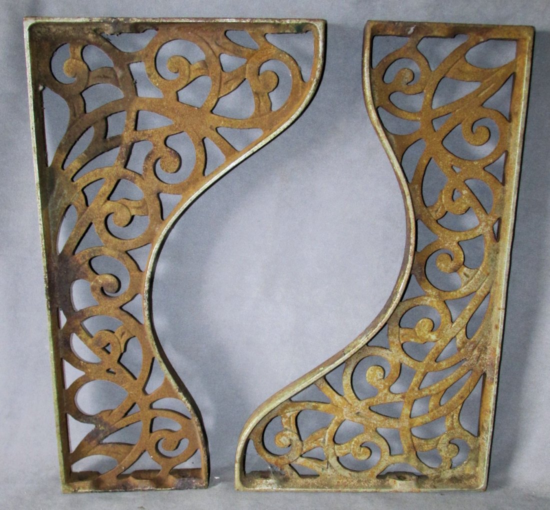19thC Cast Iron Shelf Brackets, Warming Shelf for Stove (1 of 4)