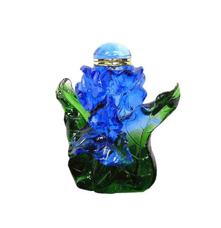 Blue Green Flower Crystal Glass Bottle fs150s (1 of 4)