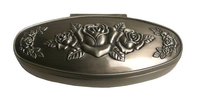 Pewter Oval Shape Jewelry Storage Box s2331s (1 of 4)