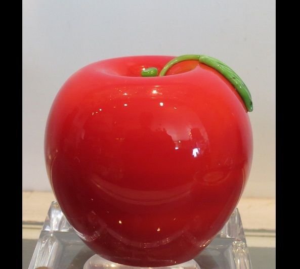 Signed Grant Randolph Studio Glass Red Apple (1 of 4)