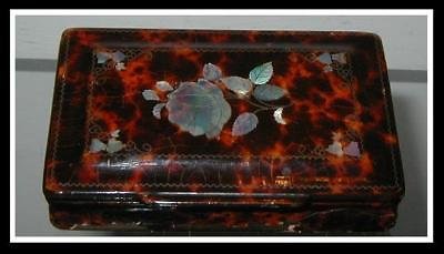 Rare Antique Paper Mache Faux Tortoise Snuff Box (1 of 2)