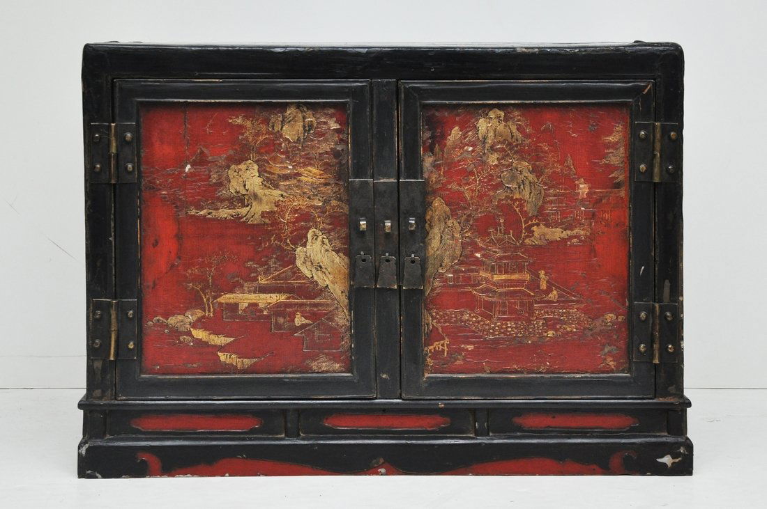 Qing Dynasty Painted Black Lacquer Qing Dynasty in the (1 of 10)